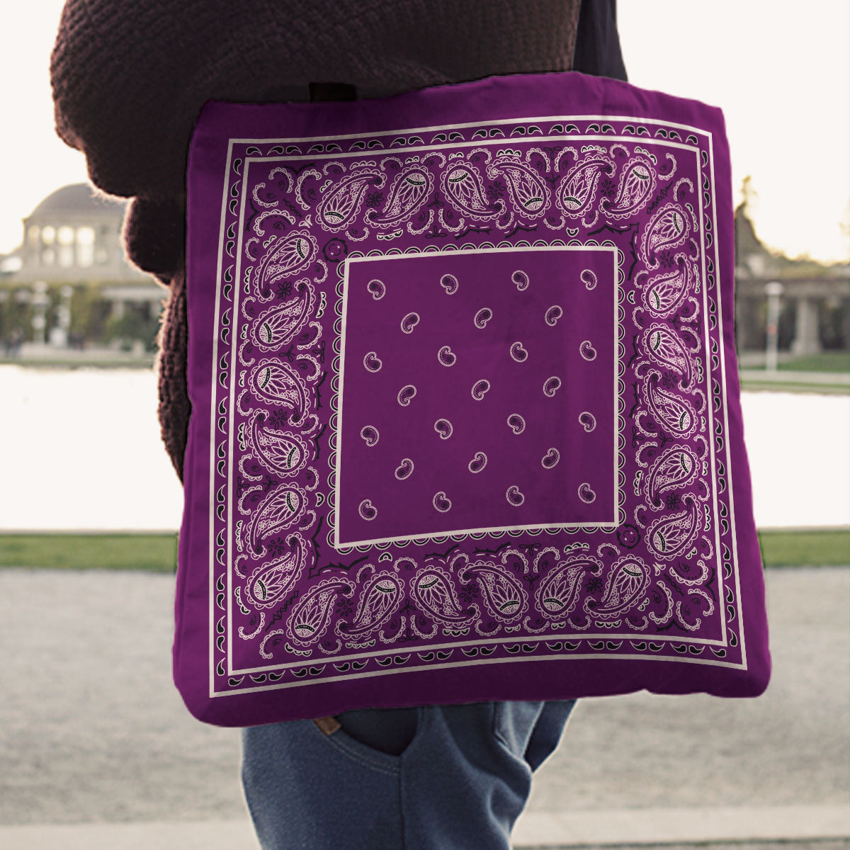 plum Paisley Bandana Tote Bag