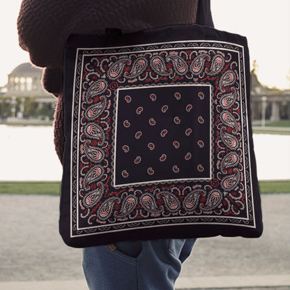 Black and Red Paisley Bandana Tote Bag